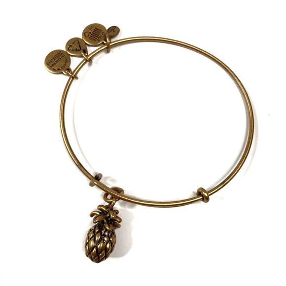 3/$30 Alex and Ani | Gold Pineapple Charm Bangle Bracelet - Picture 1 of 4